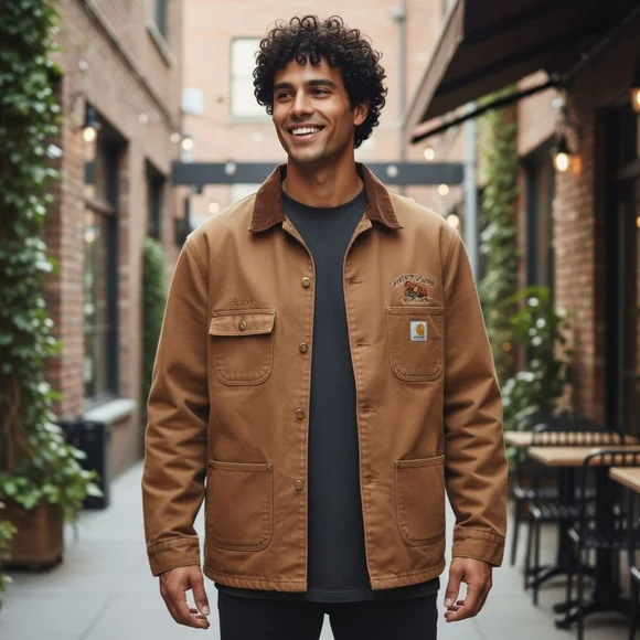 Vintage Carhartt C01 BRN Blanket Lined Chore Coat Work Jacket USA Made